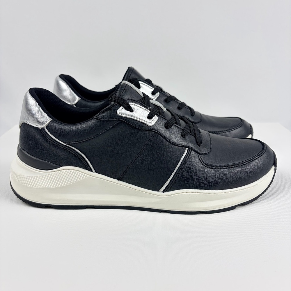 Naturalizer Blossom Black Leather Platform Sneakers Women’s 12M Comfort Shoes